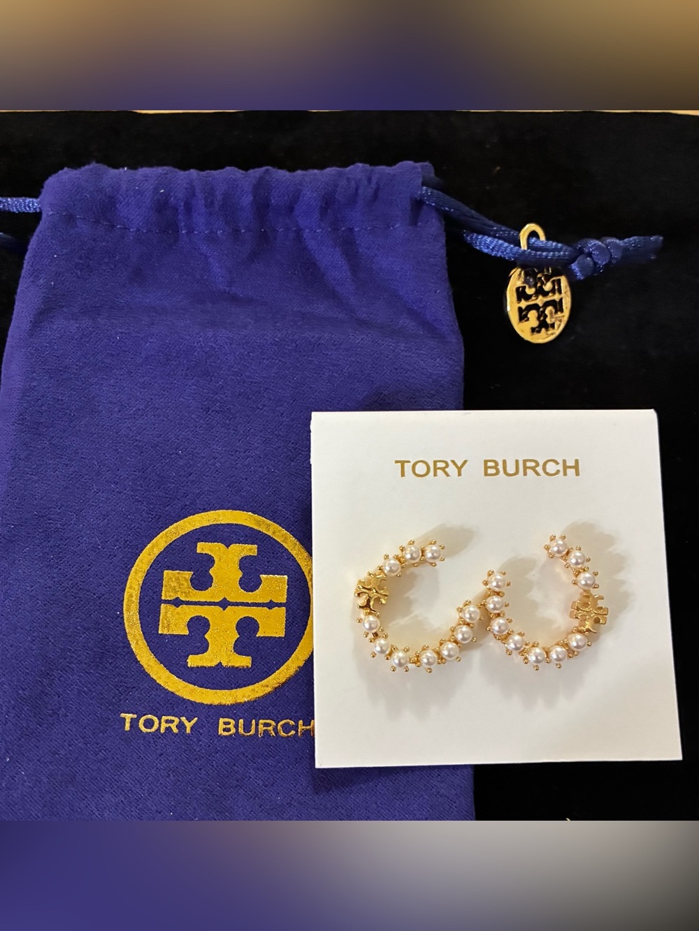 Tory Burch Kira Pearl New Front Loop Earring gold tone